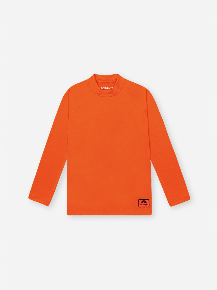 Camiseta Infantil Menino Manga Longa em Malha UV Laranja Neon