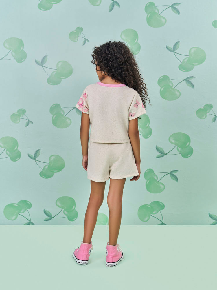 Conjunto Menina Borboletas Off White Mundo Cinti