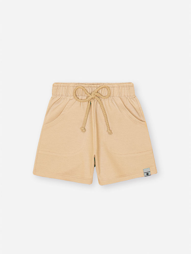 Shorts Infantil Básico em Moletinho – Short Menina Verão com Cordão BEGE CROISSANT