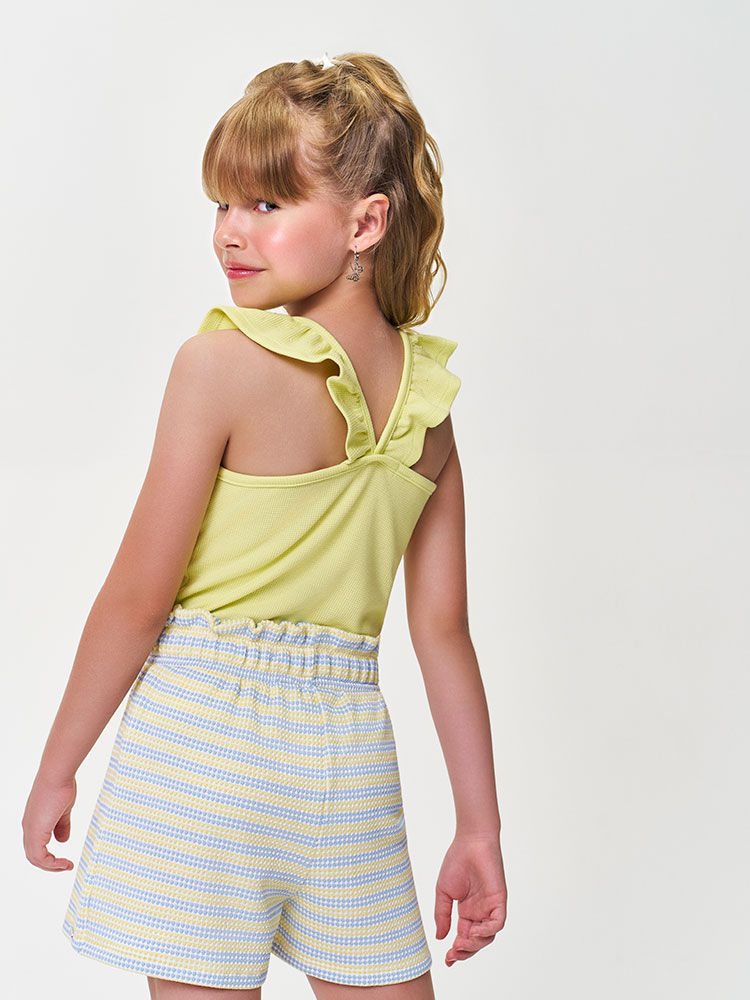 Conjunto Infantil Menina Regata com Strass e Short Clochard Listrado
