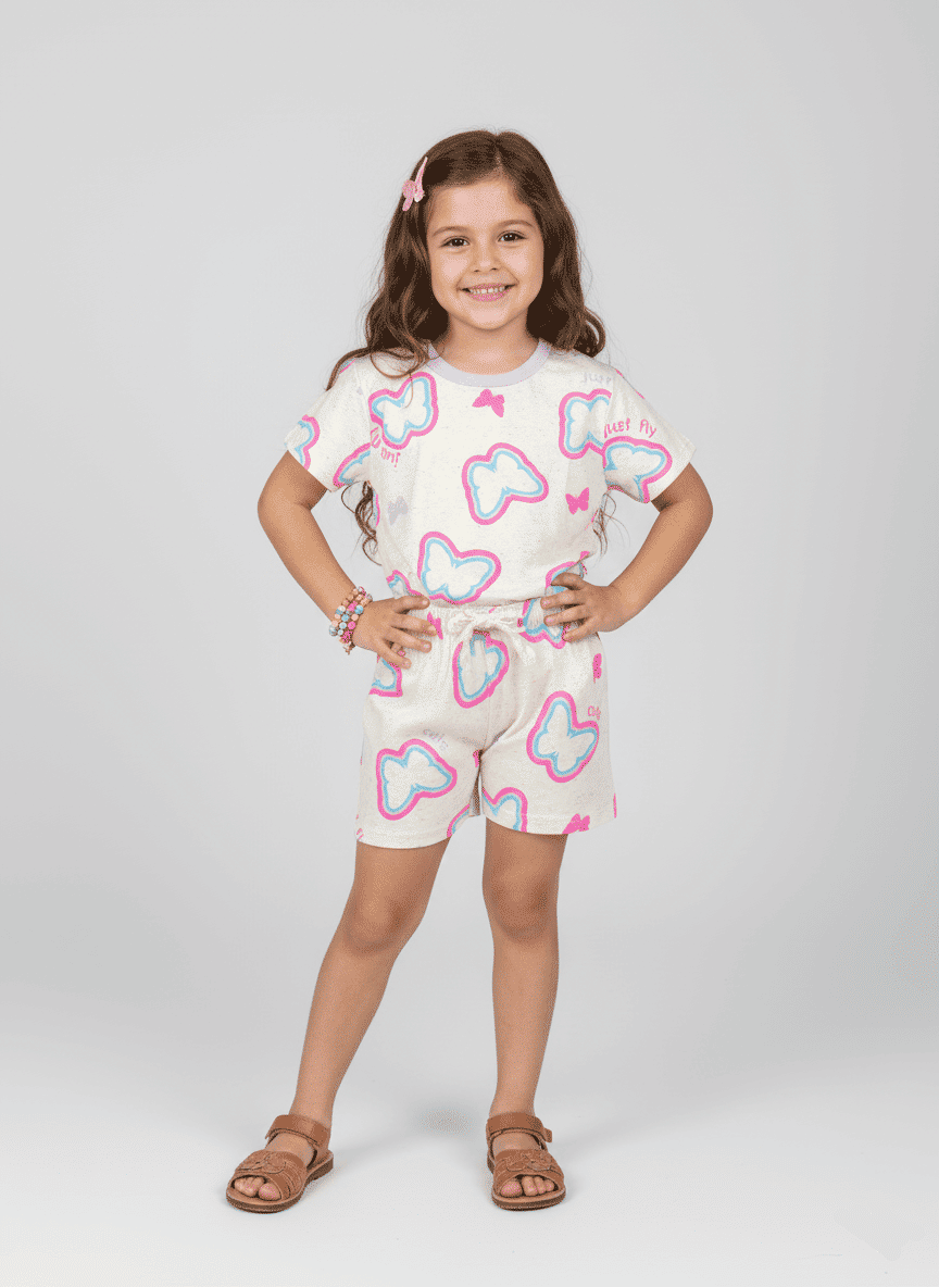 Conjunto Menina Borboletas Lilás Abrange