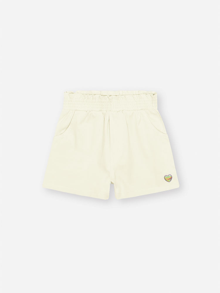 Shorts Infantil em Sarja com Elastano e Cós Confortável NATURAL