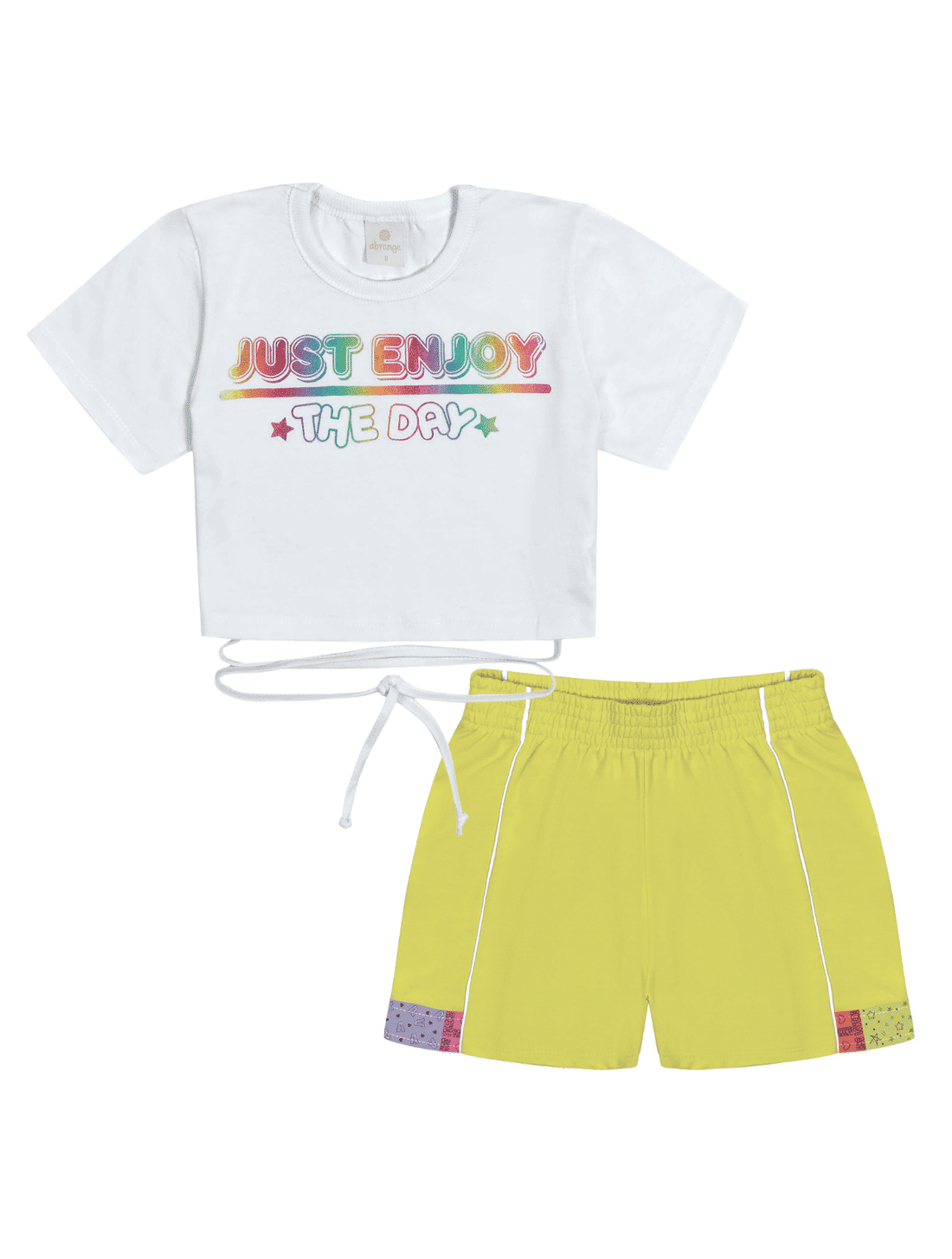 CONJ BLUSA E SHORTS BRANCO/VERDE LIME