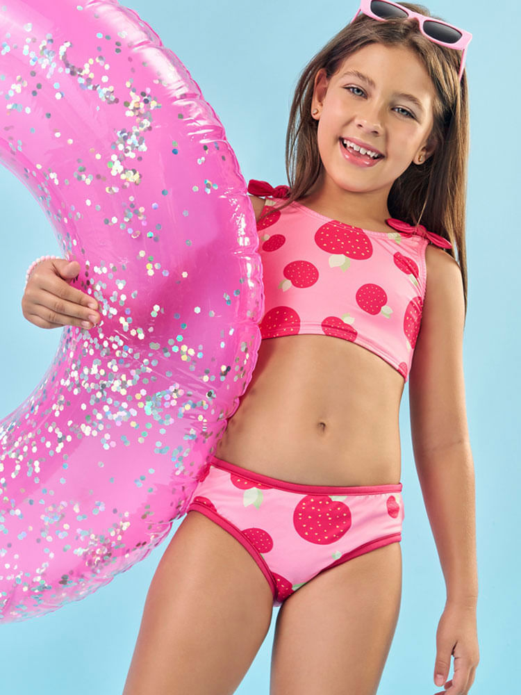 Biquíni Menina com Proteção UV Moranguinhos Laranja Mundo Cinti