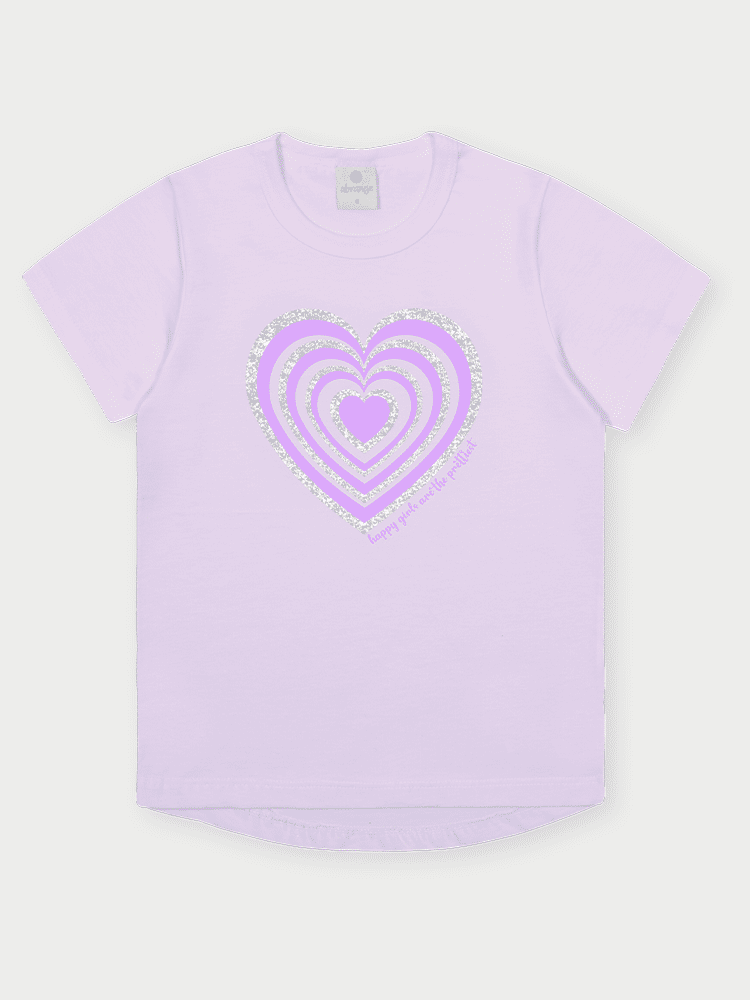 Conjunto Infantil Menina Coração Lilás Abrange