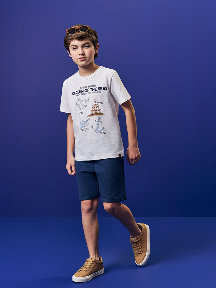 Conjunto Menino Camiseta Captain e Bermuda Marinho Conjunto Menino Camiseta Captain e Bermuda Marinho
