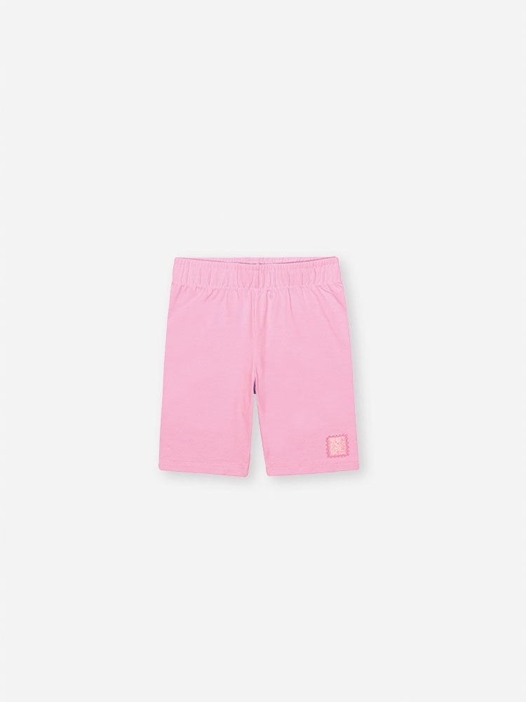 Conjunto Infantil com Blusa 100% Algodão e Ciclista em Cotton – Look Menina Verão com Strass NATURAL/RS IOGURTE