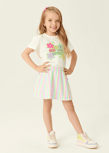 CONJ BLUSA E SAIA/SHORTS NATURAL/VD NEON