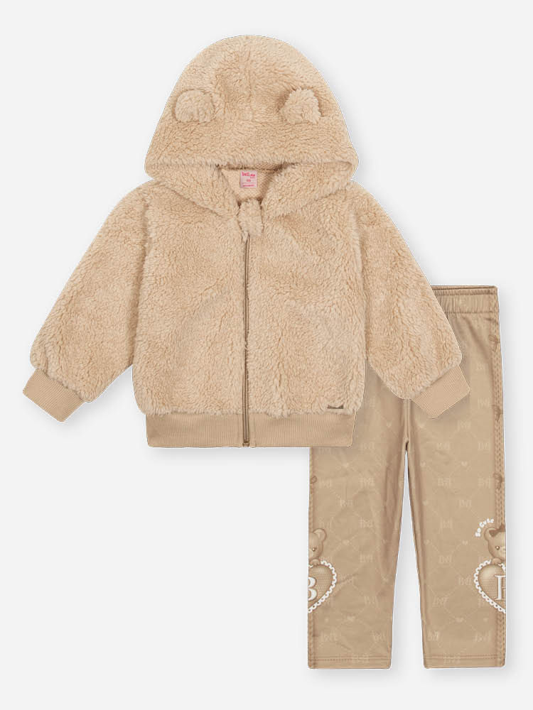 Conjunto Infantil Menina Teddy com Orelha Urso 3D Beli.me