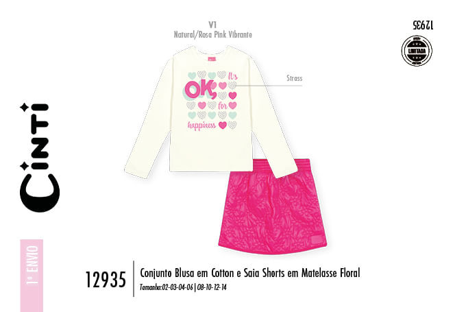 Conjunto Menina Matelasse Floral HAPPINESS Pink Mundo Cinti