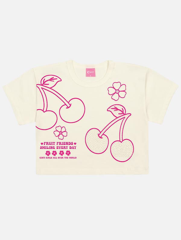 Conjunto Infantil Menina Tutti-Frutti Blusa E Short-Saia Rosa Mundo Cinti