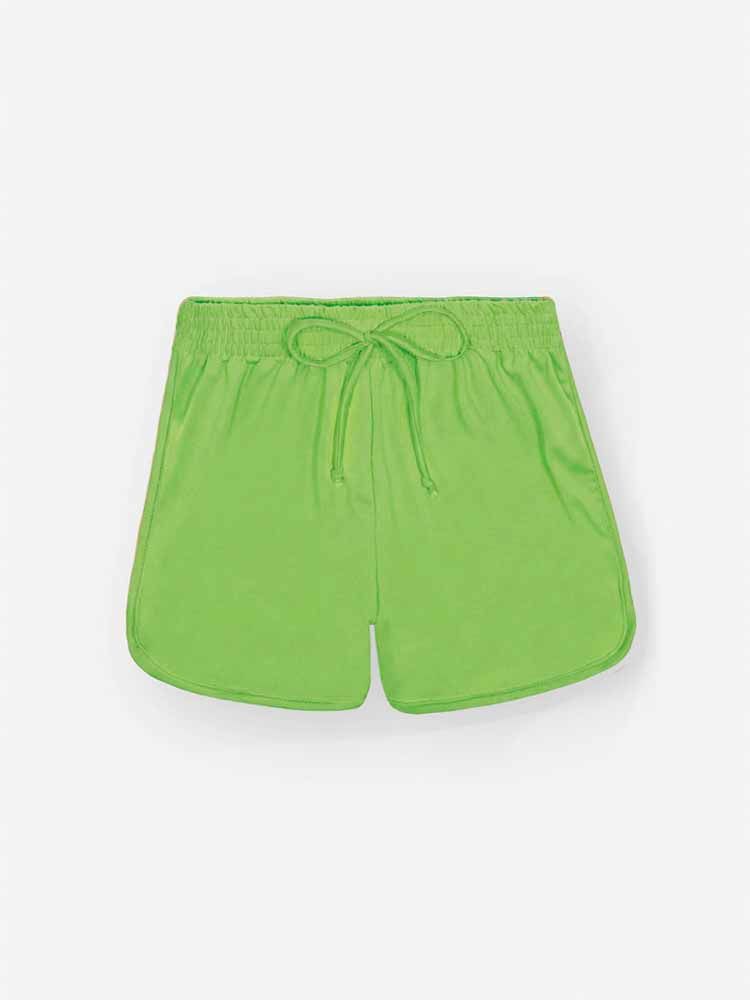 Shorts Infantil em Malha UV Neon – Short Menina Moda Praia Verão com Cordão VERDE NEON FORTE