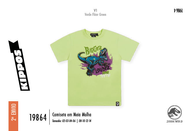 Camiseta Menino Velociraptor Verde Kippos