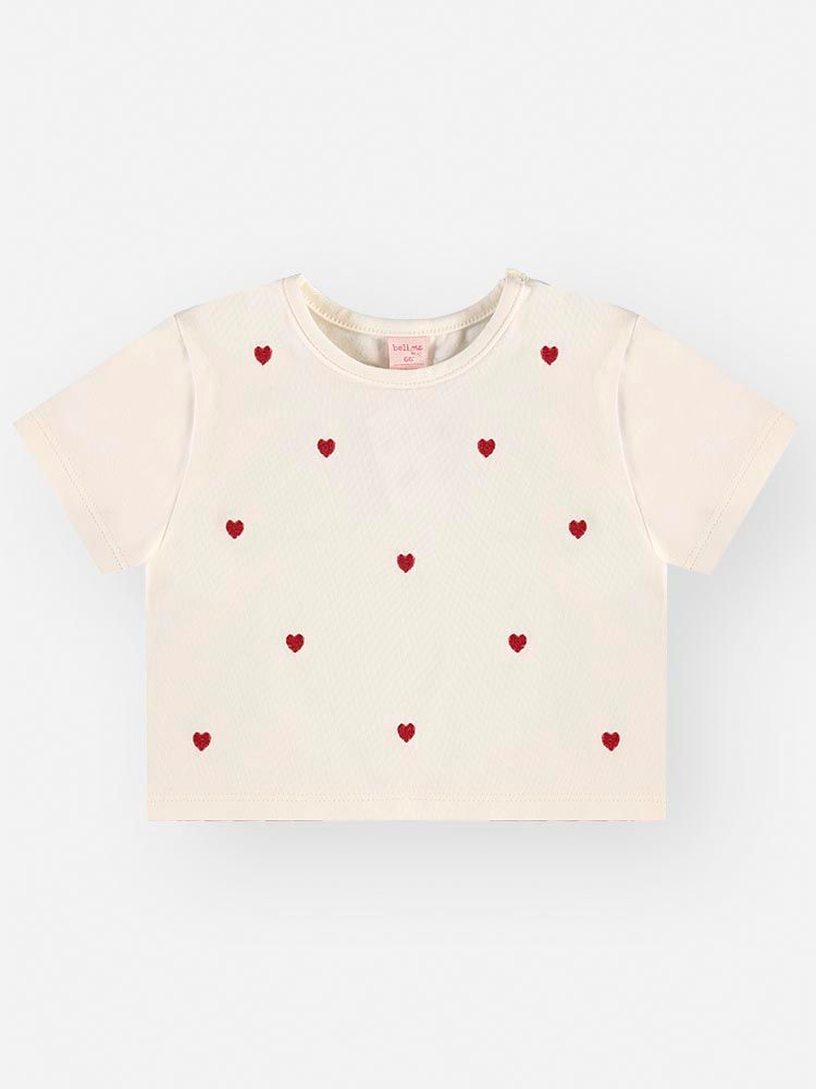Conjunto Bebê Corações com Blusa Boxy e Saia-Short