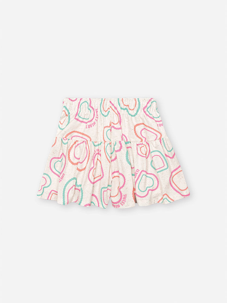 Conjunto Infantil Neon Love com Blusa Boxy e Shorts em Cotton Linho – Look Menina Verão com Estampa OFF WHITE
