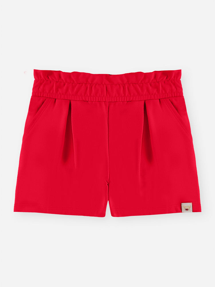 Conjunto Infantil Menina Blusa Boxy com Lenço e Short Vermelho