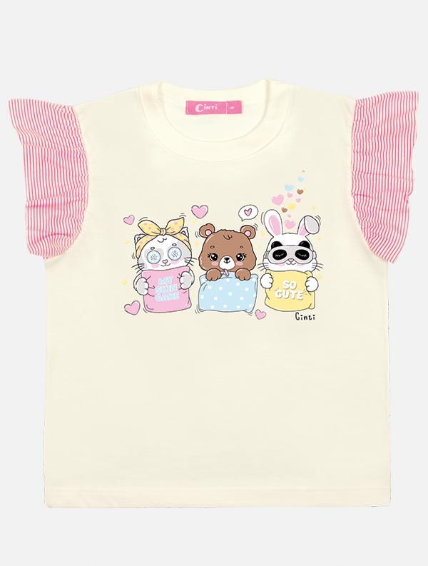 PIJAMA BLUSA E SHORTS NATURAL/ROSA CINTI