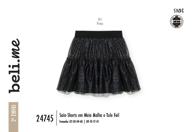 Saia-Shorts em Tule Foil Infantil Menina Petit Beli.me
