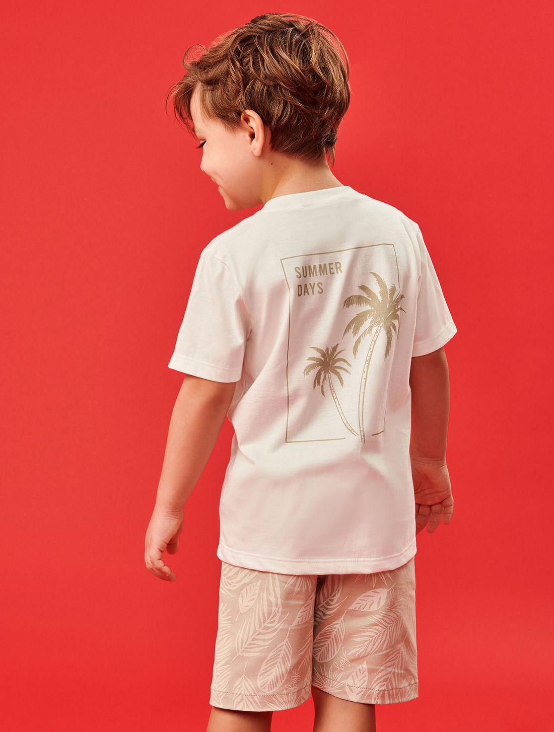 Conjunto Camiseta Estampa Costas E Bermuda Natural E Marrom Abrange Conjunto Camiseta Estampa Costas E Bermuda Natural E Marrom Abrange