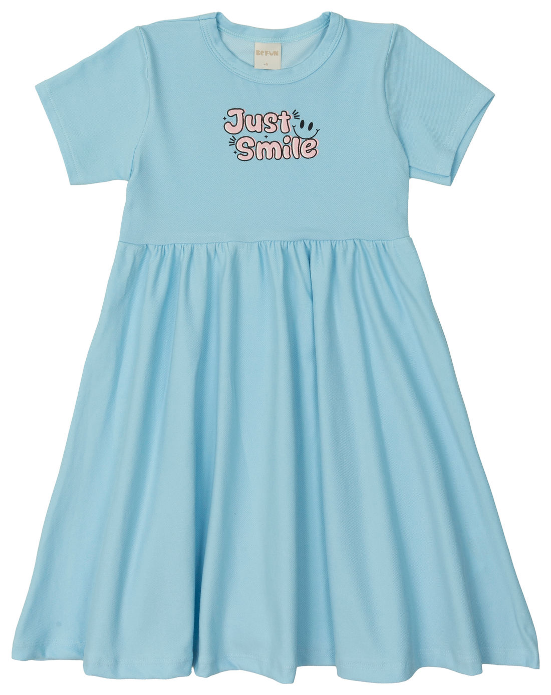 Vestido Infantil Evasê Manga Curta Just Smile Azul Vestido Infantil Evasê Manga Curta Just Smile Azul