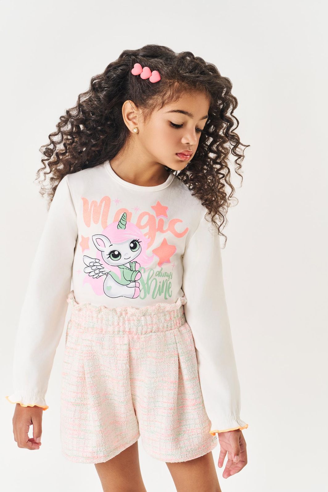 Conjunto Infantil Menina Blusa Magic E Short Azul Mundo Cinti