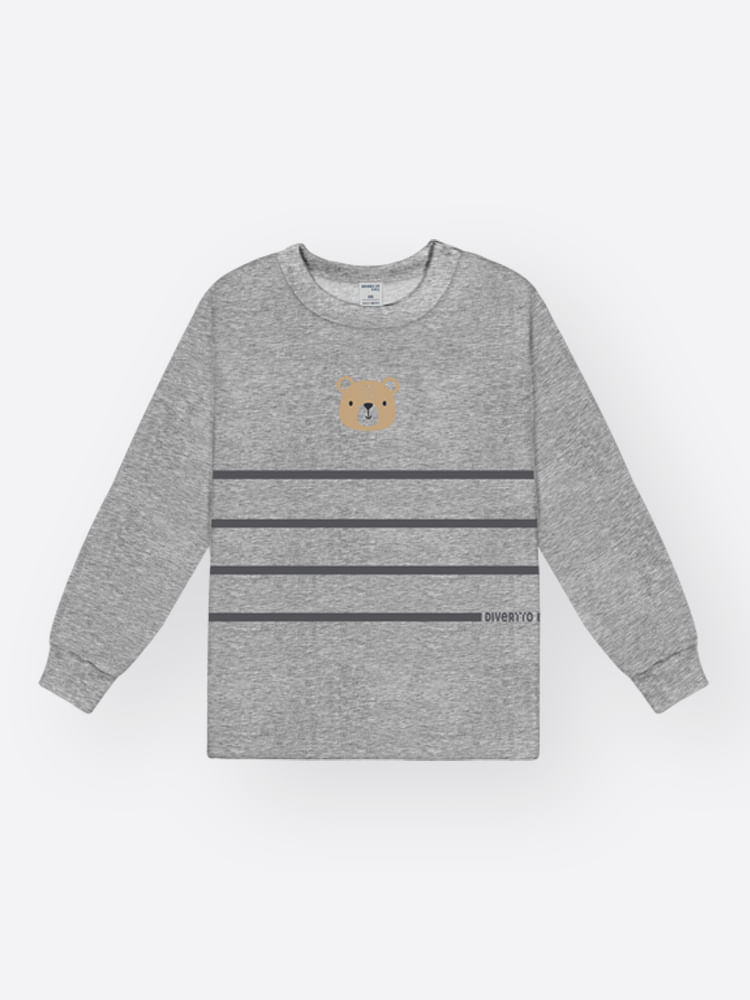 Camiseta Bebê Menino Listras Ursinho Divertto