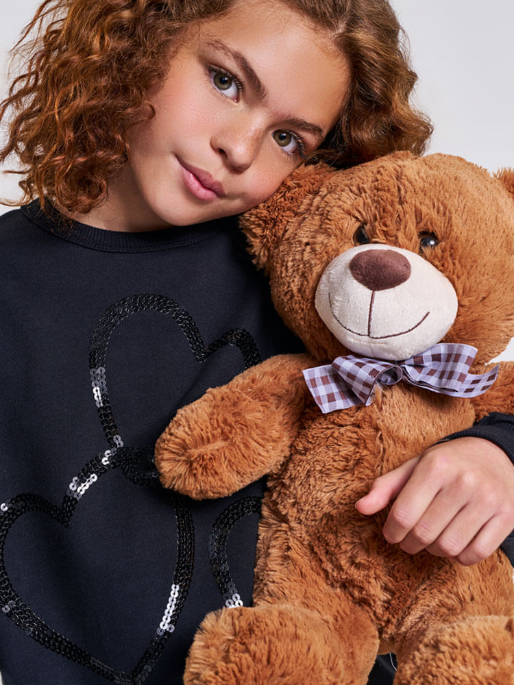 Blusão Infantil Menina Corações de Lantejoula Beli.me