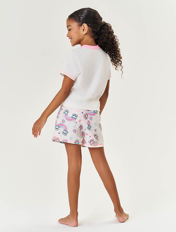 PIJAMA BLUSA E SHORTS LL CINTI/OFF WHITE