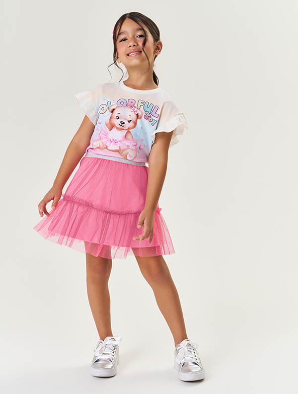 CONJ BLUSA E SAIA/SHORTS NATURAL/RS CONFETE