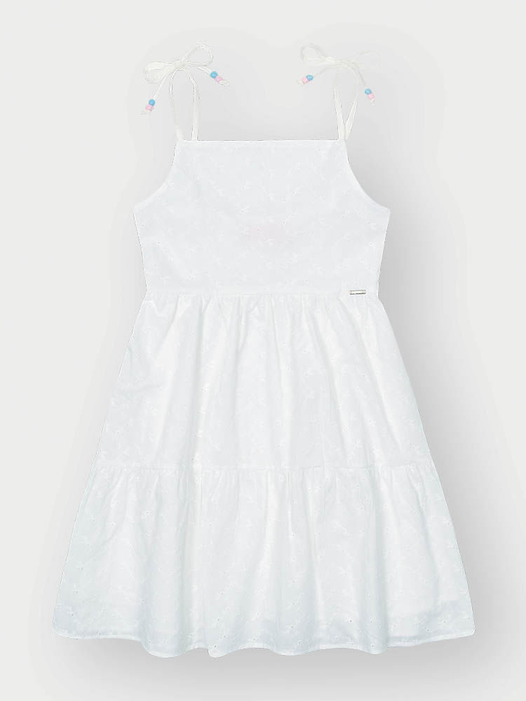 Vestido Menina em Laise Floral Branco Mundo Cinti