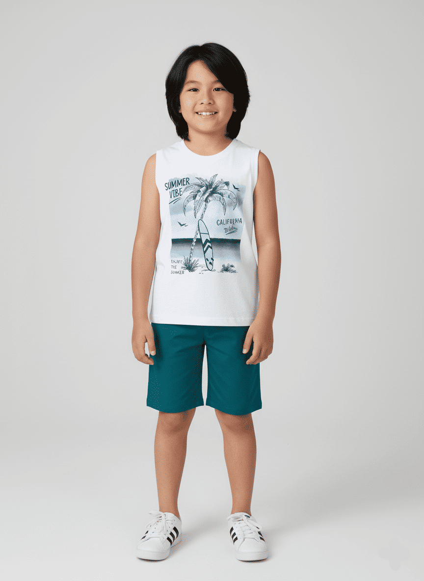 Conjunto Infantil Menino California Branco Abrange