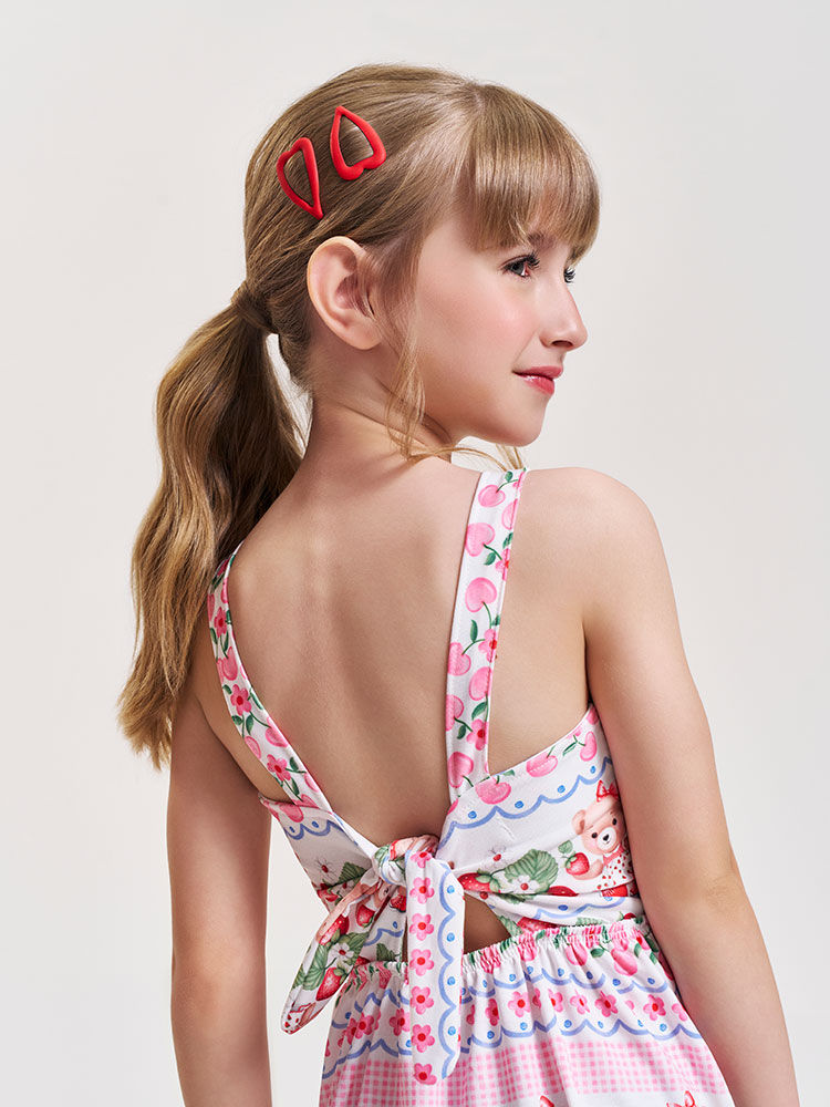 Vestido Infantil em New Stretch Estampado – Vestido Menina Verão com Etiqueta com Essência ROSA IOGURTE
