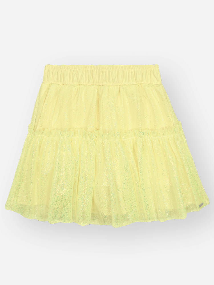 Saia Shorts Infantil com Tule Foil – Saia Menina Verão com Shorts Interno AMARELO LEMON