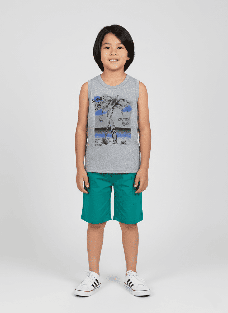 Conjunto Infantil Menino California Cinza Abrange