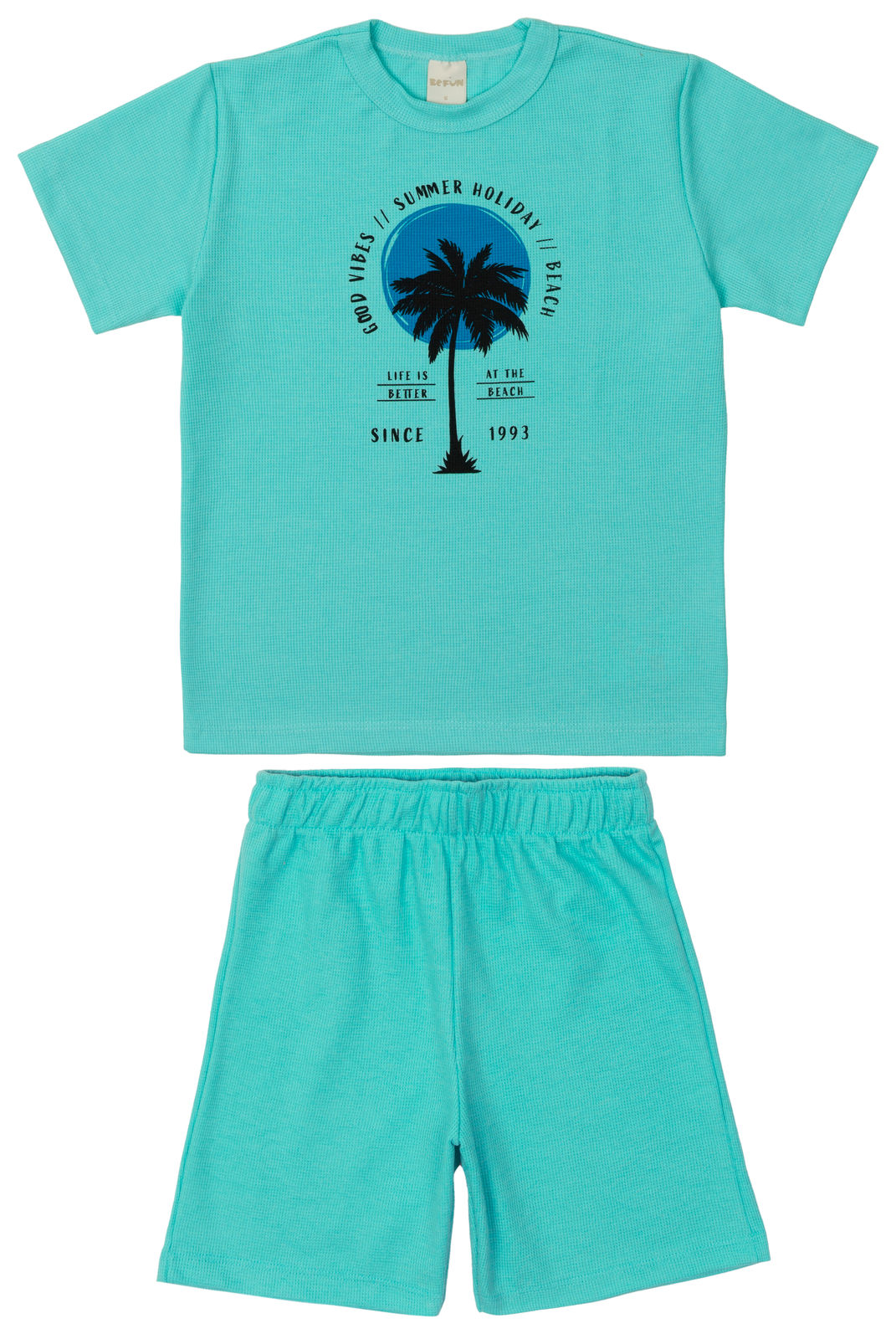 Conjunto Infantil Camiseta e Bermuda Palma Menta