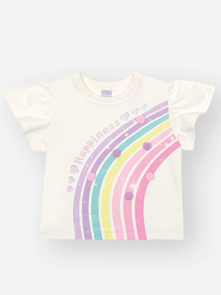 Conjunto Bebê Menina Arco-Íris com Shorts Rosa – Look Delicado Cinti Baby NATURAL/RS IOGURTE