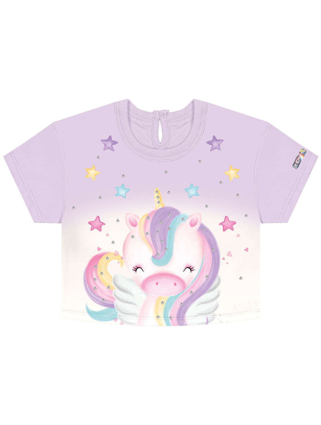 Conjunto Bebê Menina Blusa E Saia-Short Unicórnio Lilás Cinti