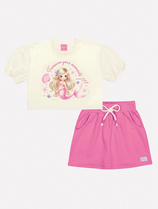 CONJ BLUSA E SHORTS/SAIA NATURAL/ROSA CINTI