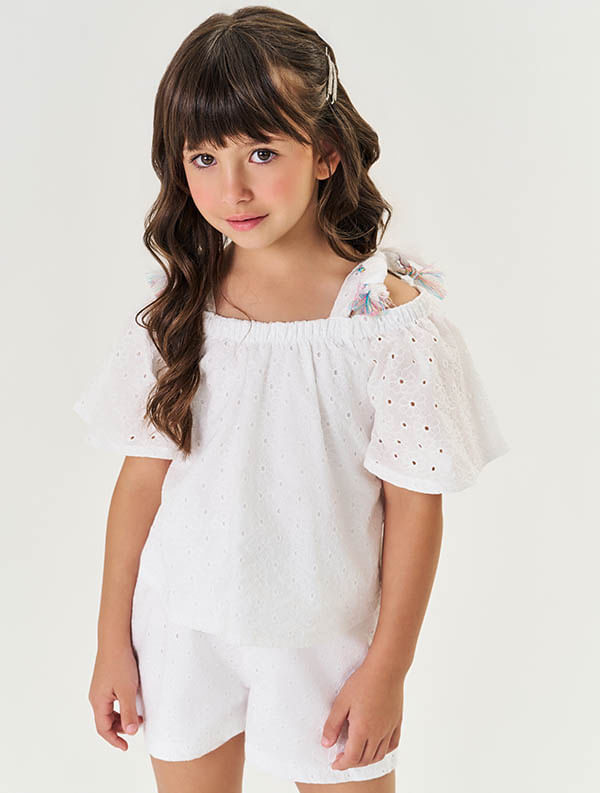 CONJ BLUSA E SHORTS OFF WHITE