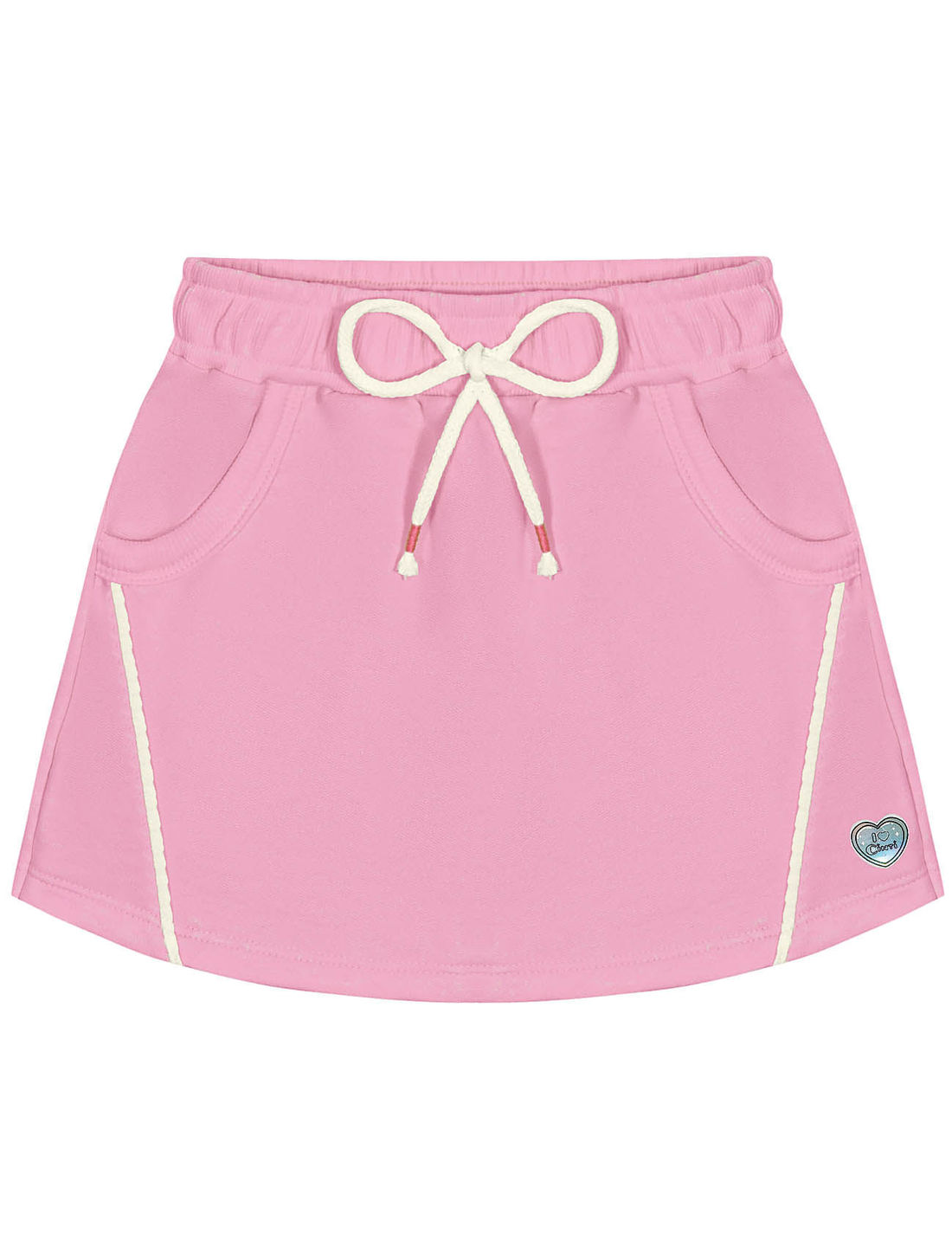 Conjunto Infantil Menina Blusa Cropped E Shorts-Saia Strawberry Off White E Rosa Cinti