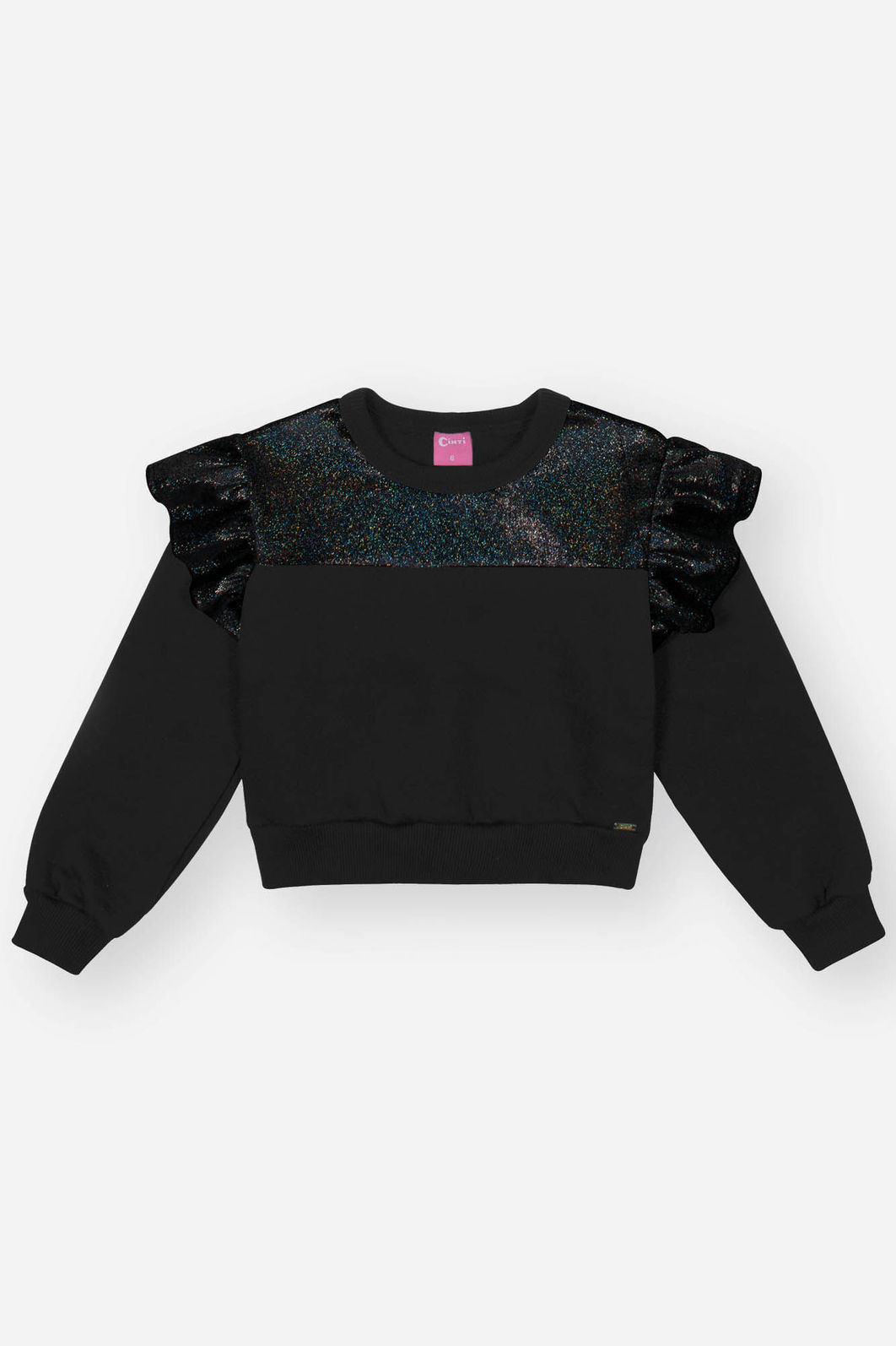 Conjunto Infantil Menina Blusão E Short Brilho Preto Mundo Cinti