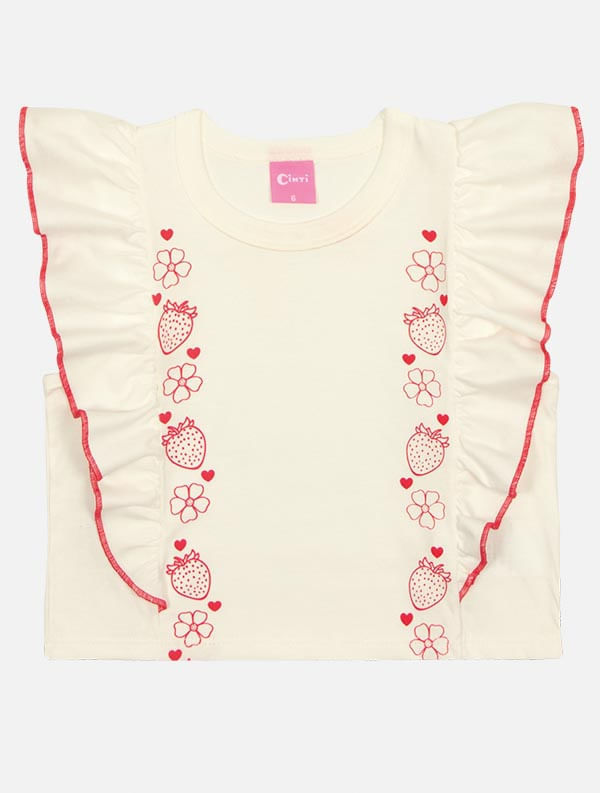 Conjunto Infantil Menina Tutti-Frutti Blusa E Short Natural Mundo Cinti
