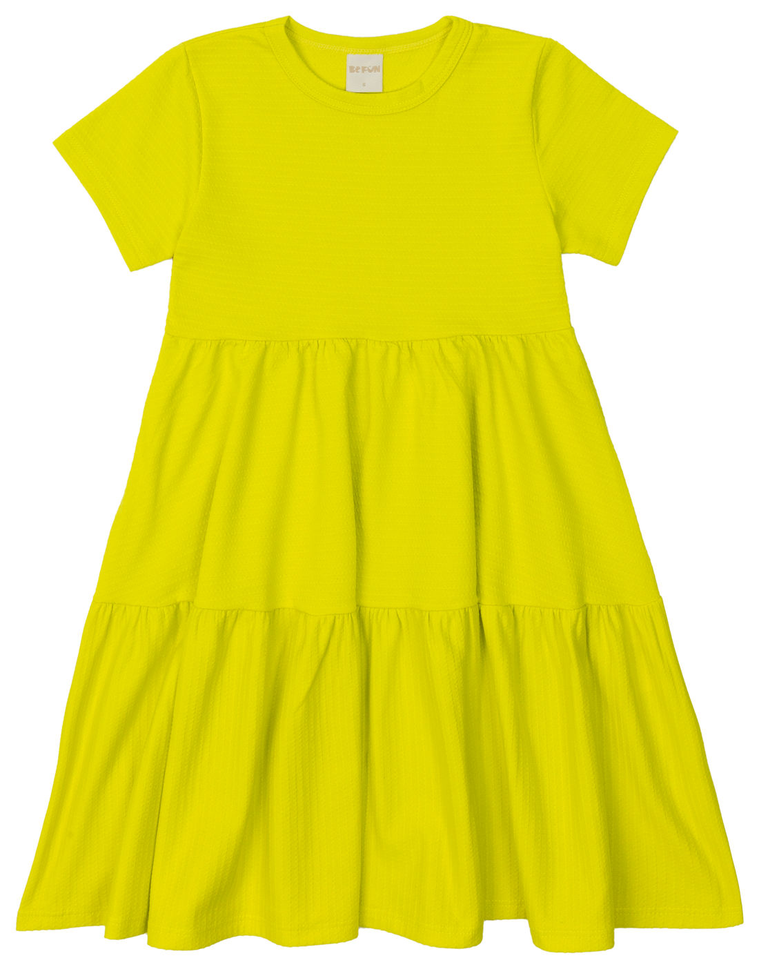 Vestido Infantil em Camadas Básico Manga Curta Amarelo Vestido Infantil em Camadas Básico Manga Curta Amarelo