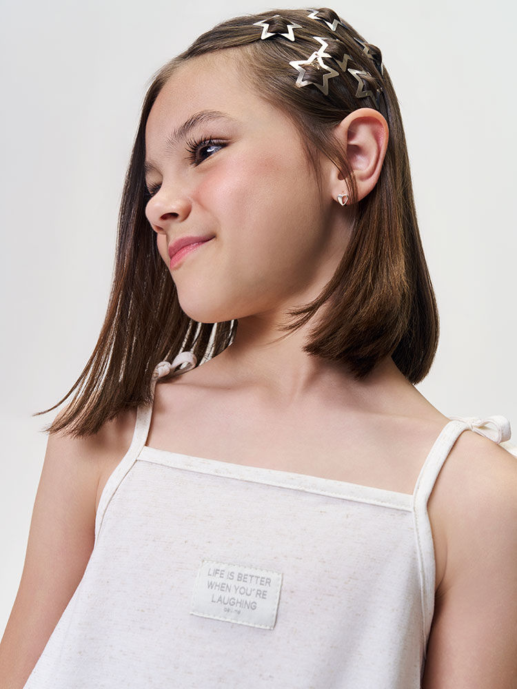 Conjunto Infantil Menina Regata Cropped e Short-Saia com Linho Preto