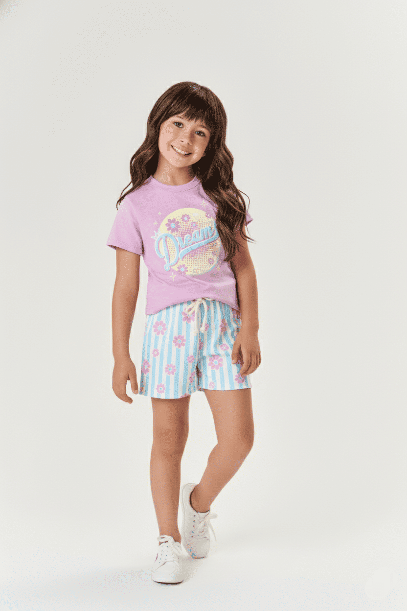 PIJAMA BLUSA E SHORTS LILAS CINTI/AZ AURA