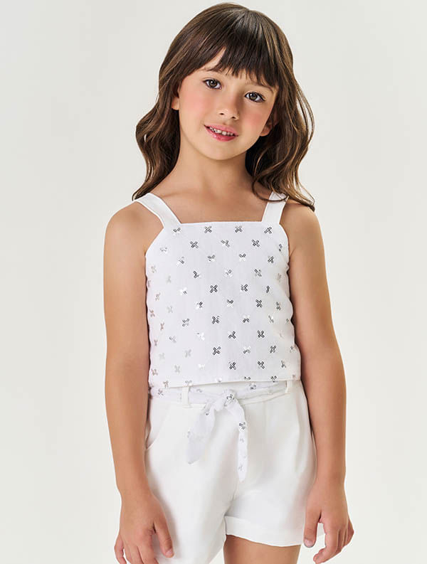 CONJ BLUSA E SHORTS BRANCO/BRANCO