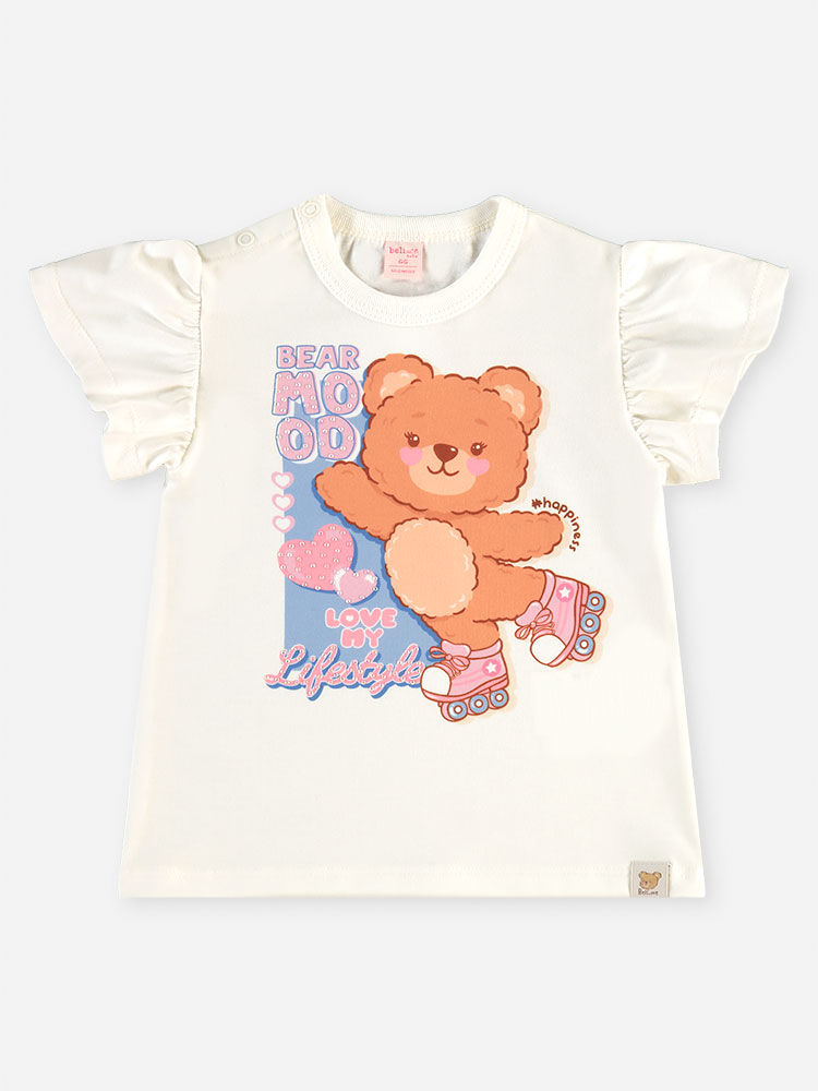Conjunto Bebê Ursinha com Blusa Alongada e Short Ciclista