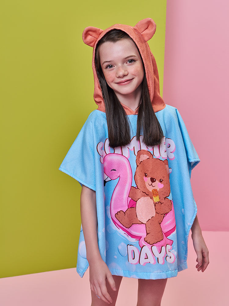 Toalha de Praia Infantil com Capuz Ursinho Summer Days