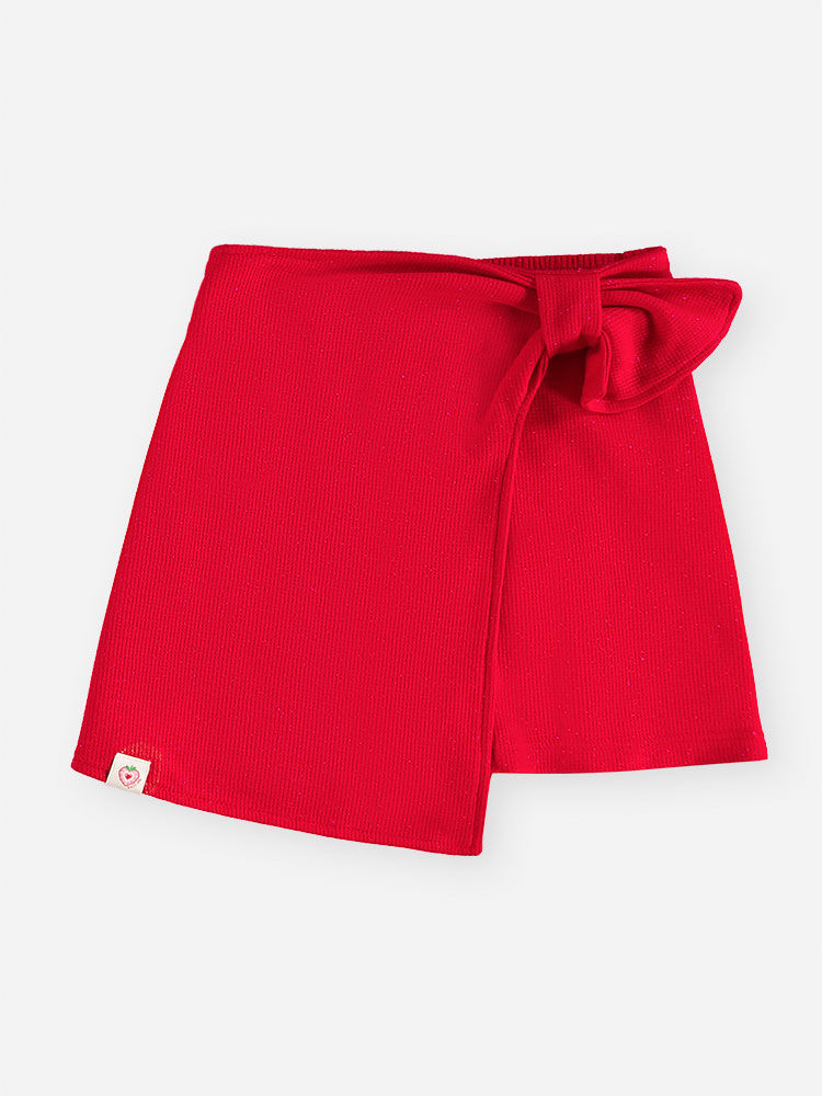 Conjunto Infantil Menina Blusa Morangos e Short-Saia com Glitter