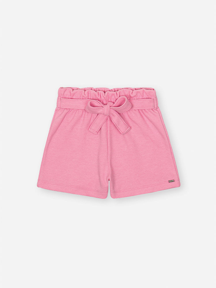 Conjunto Infantil Neon Love com Regata Cropped em Cotton e Shorts em Moletinho Waffle – Look Menina NATURAL/RS BARBIE